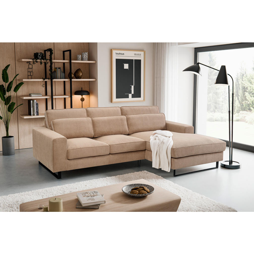 Thumbnail - Mid.you Ecksofa Bolivia, Beige, Textil, vollmassiv, 3-Sitzer, Füllung: Kaltschaum, L-Form, 276x183 cm, Made in EU, FSC M...