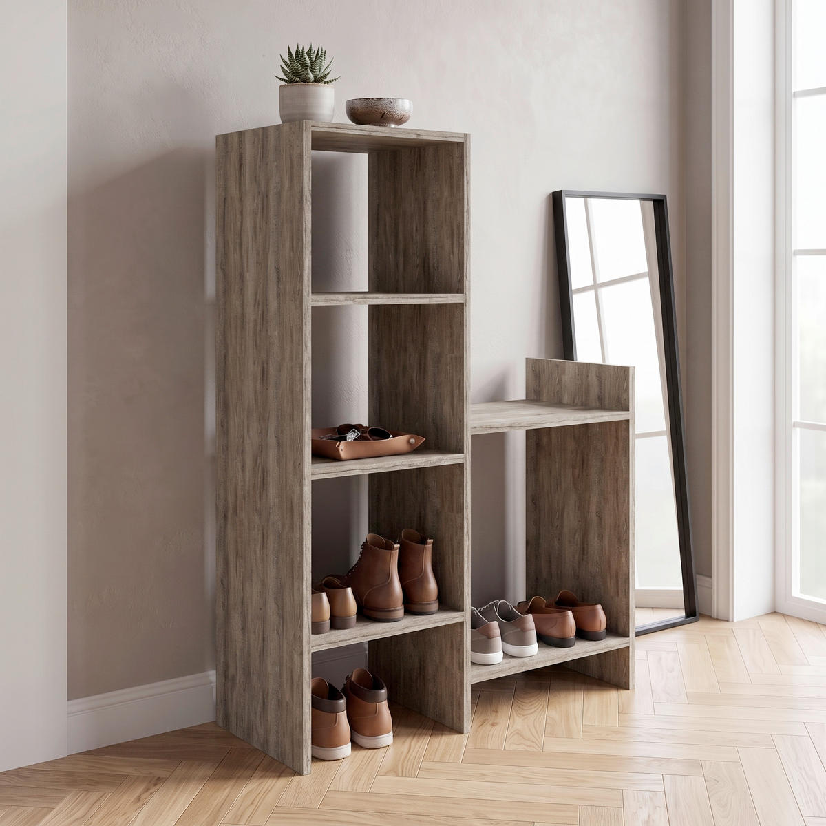 SCHUHREGAL 85,6/120/35,6 cm  - Eiche dunkel, Design, Holzwerkstoff (85,6/120/35,6cm) - Livetastic