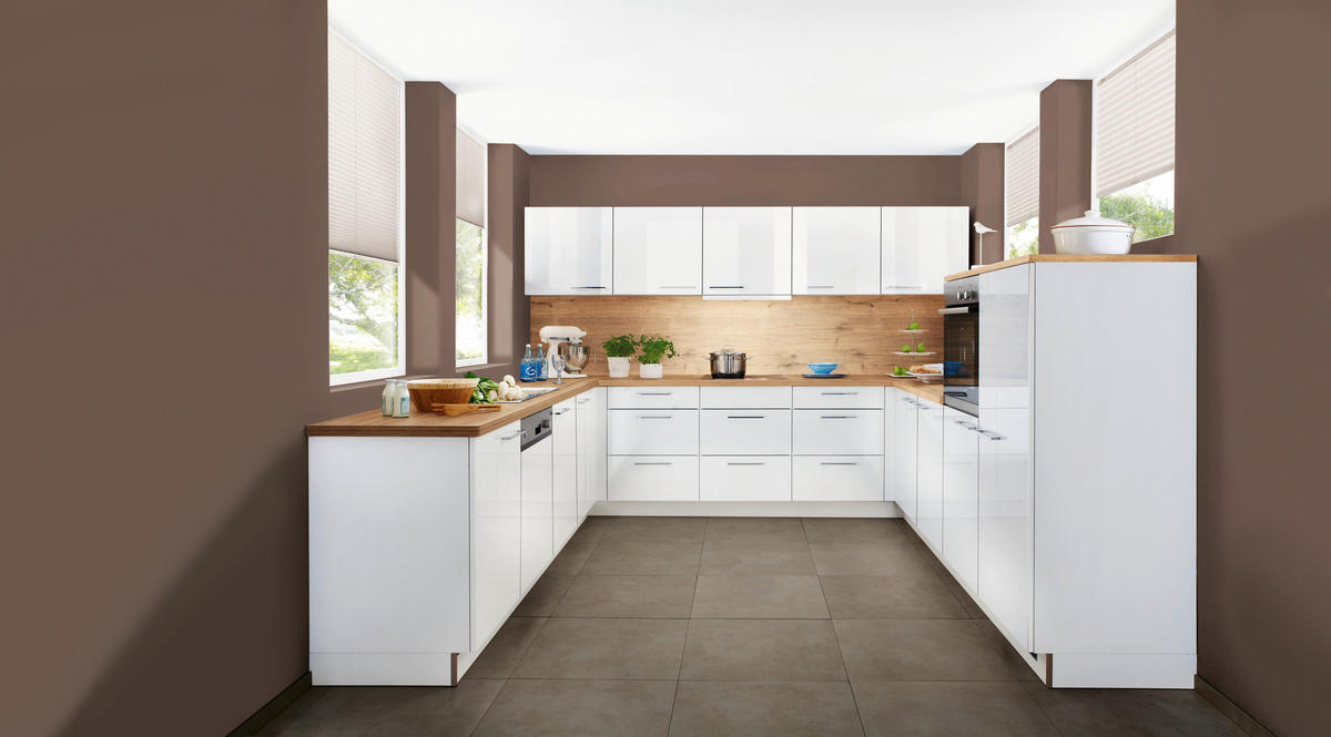 EINBAUKÜCHE LUX  - Eichefarben/Weiß, Design, Holzwerkstoff - Nolte Küchen