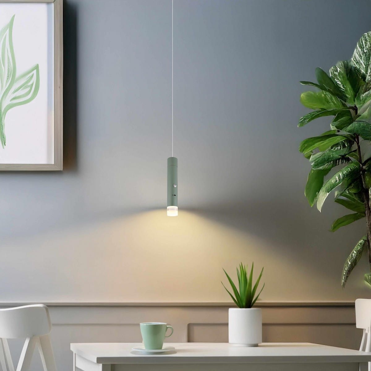 LED-HÄNGELEUCHTE PELO 38/120 cm   - Klar/Hellgrün, Design, Kunststoff/Metall (38/120cm) - Globo