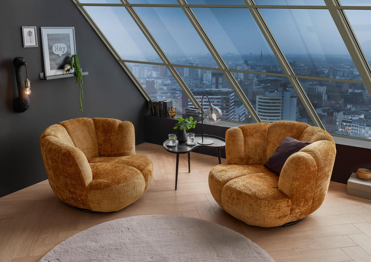 SESSEL in Chenille Goldfarben  - Goldfarben/Schwarz, MODERN, Textil/Metall (101/69/107cm) - Livetastic