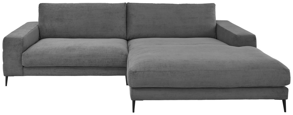 ECKSOFA Ottomane rechts  Badia Base Anthrazit Feincord  - Anthrazit/Schwarz, Design, Textil/Metall (293/207cm) - Dieter Knoll