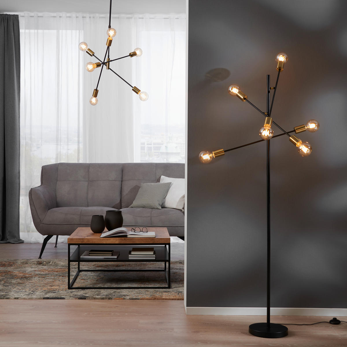 LUSTER    69/69/67,5 cm    - zlatna/crna, Lajfstajl, metal (69/69/67,5cm) - Marama