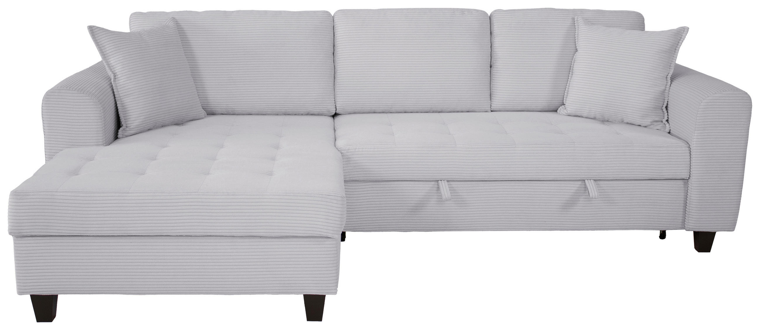 ECKSOFA MORITZ Taupe Cord Zierkissen, Bettkasten  - Taupe, Trend, Textil (155/265cm) - P & B