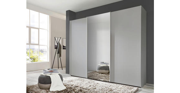 SCHWEBETÜRENSCHRANK 270/223/69 cm 3-türig Grau - Alufarben/Grau, KONVENTIONELL, Glas/Holzwerkstoff (270/223/69cm) - Novel