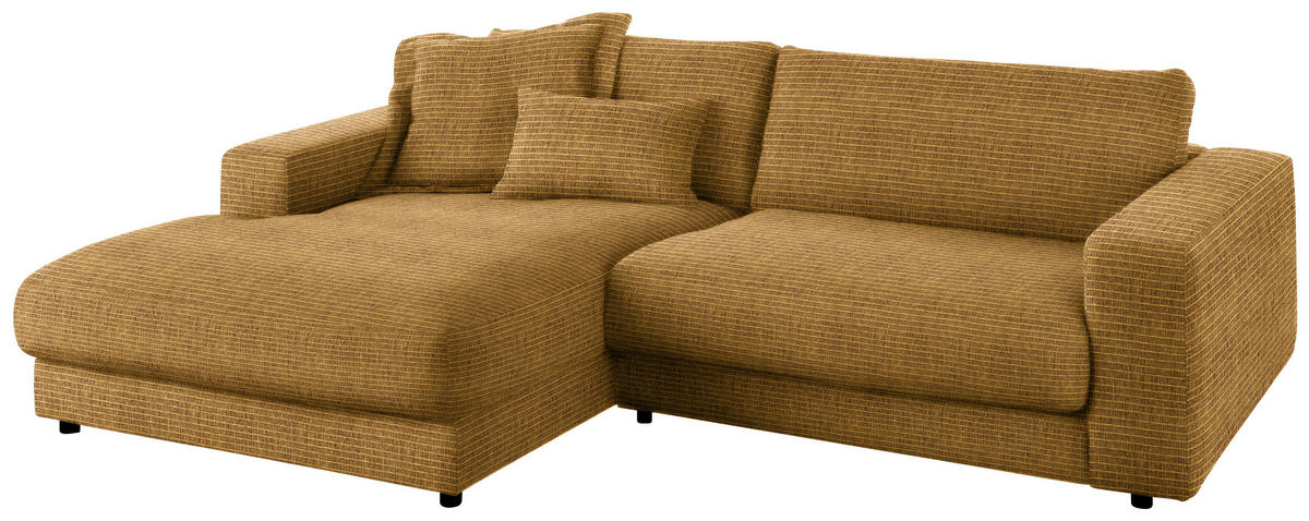 ECKSOFA in Chenille Hellgrün, Goldfarben  - Goldfarben/Schwarz, Design, Kunststoff/Textil (190/270cm) - Lomoco