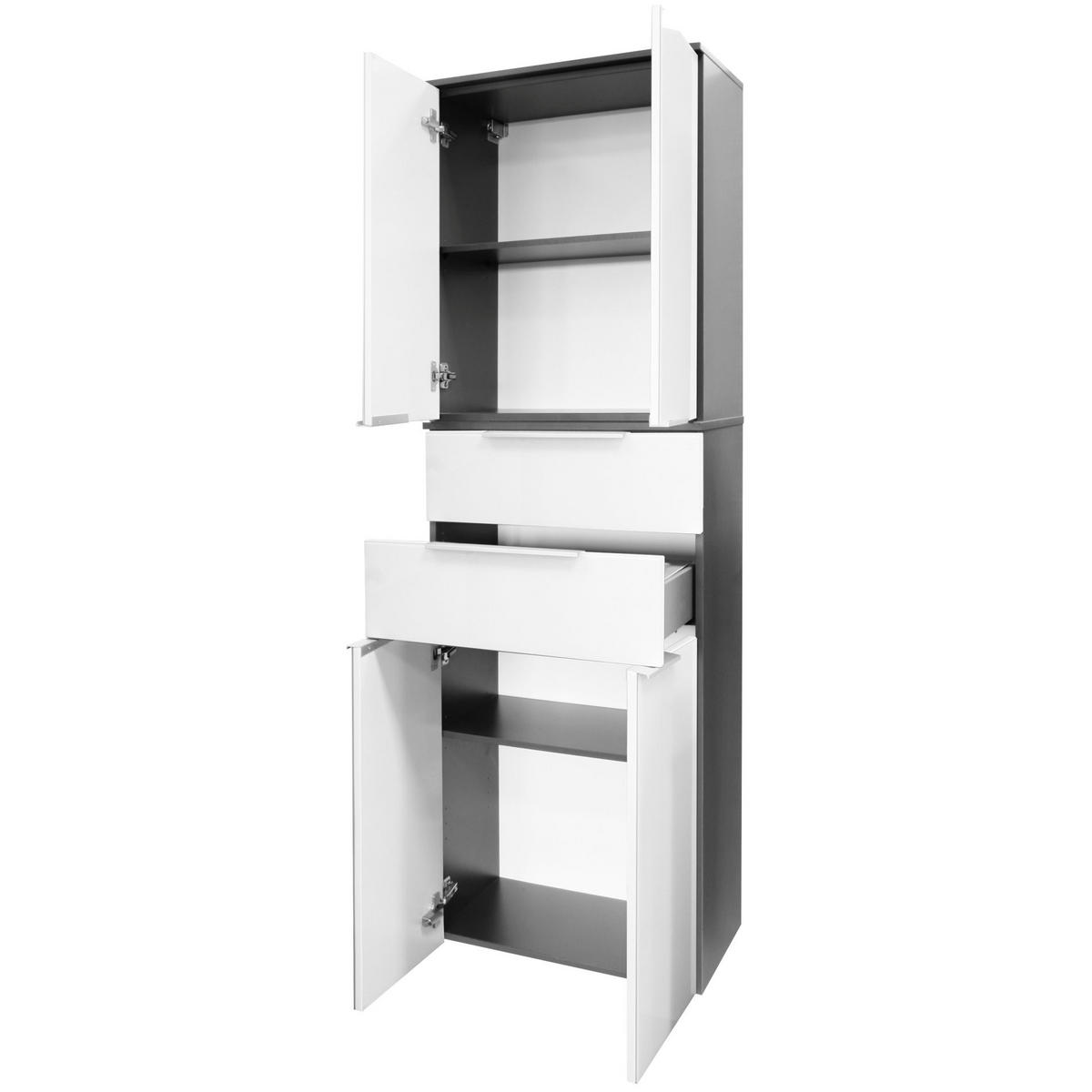 HOCHSCHRANK 61/176/32 cm  - Anthrazit/Silberfarben, MODERN, Glas/Holzwerkstoff (61/176/32cm) - MID.YOU