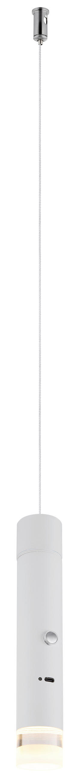 AKKU-LED-HÄNGELEUCHTE Nowa 3,8/120 cm   - Klar/Weiß, Basics, Kunststoff/Metall (3,8/120cm) - Novel