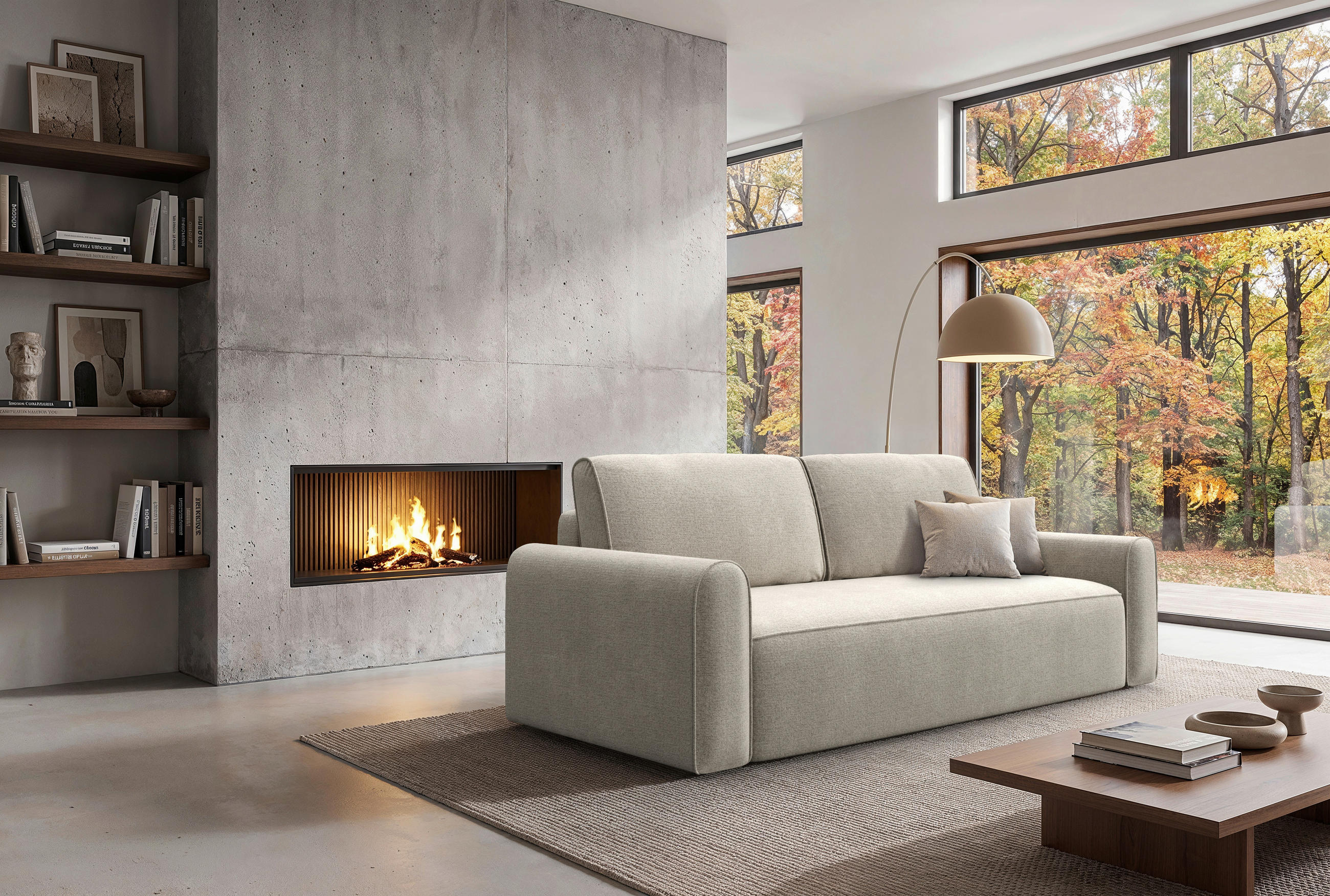SCHLAFSOFA Chenille Grau  - Schwarz/Grau, Modern, Holz/Holzwerkstoff (240/92/103cm) - Livetastic