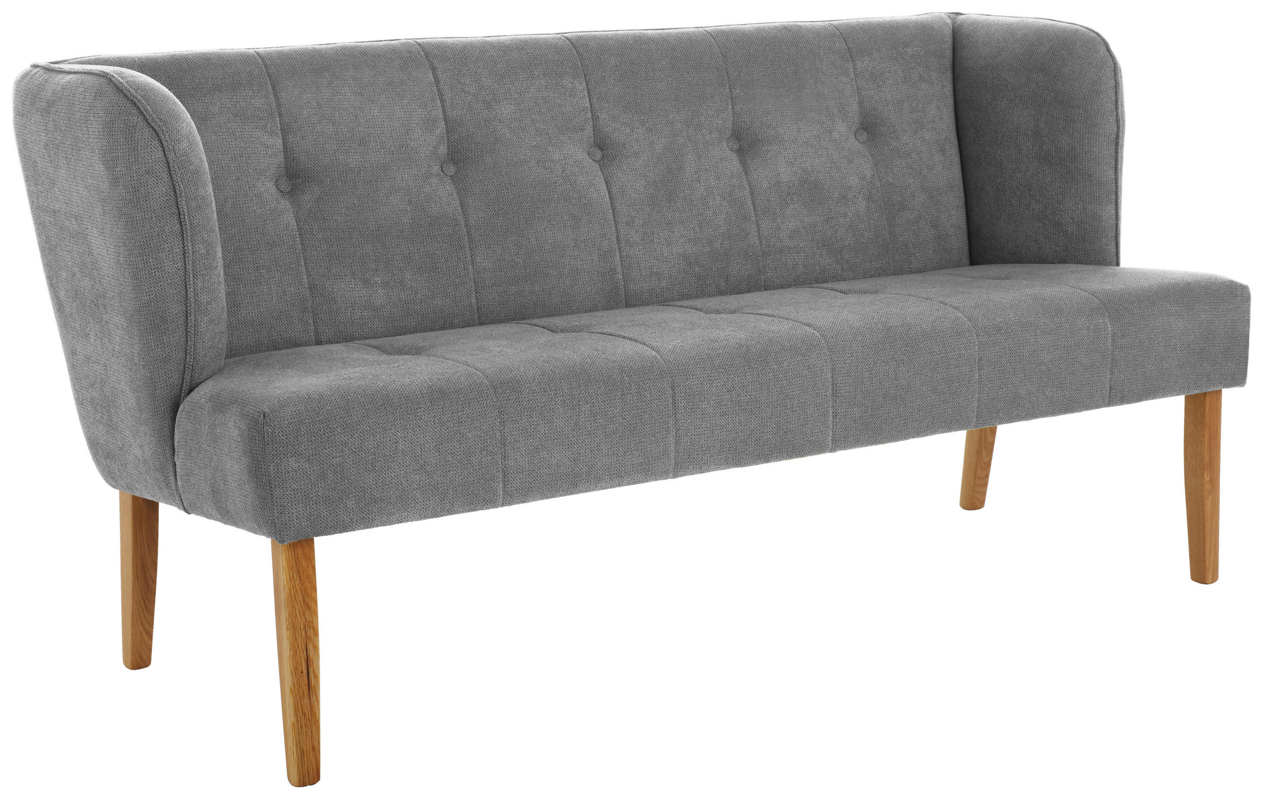 SITZBANK 179/88/76 cm Webstoff Grau Eiche vollmassiv  - Eichefarben/Grau, KONVENTIONELL, Holz/Textil (179/88/76cm) - Cantus