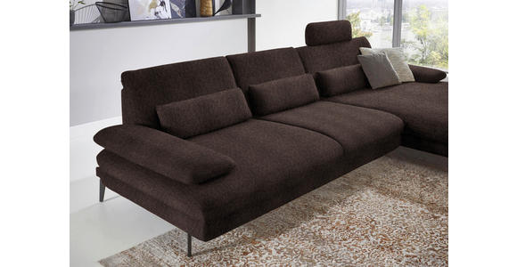 ECKSOFA in Chenille Dunkelbraun  - Dunkelbraun/Schwarz, Design, Textil/Metall (310/180cm) - Dieter Knoll