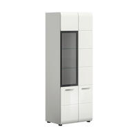 VITRINE  in Weiß, Weiß Hochglanz  - Weiß Hochglanz/Silberfarben, Design, Glas/Holzwerkstoff (60/160/34cm) - Livetastic