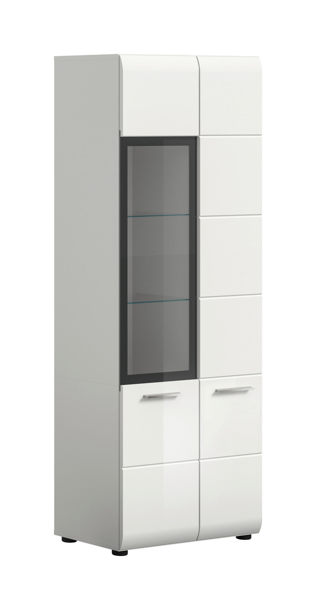 VITRINE  in Weiß, Weiß Hochglanz  - Weiß Hochglanz/Silberfarben, Design, Glas/Holzwerkstoff (60/160/34cm) - Livetastic