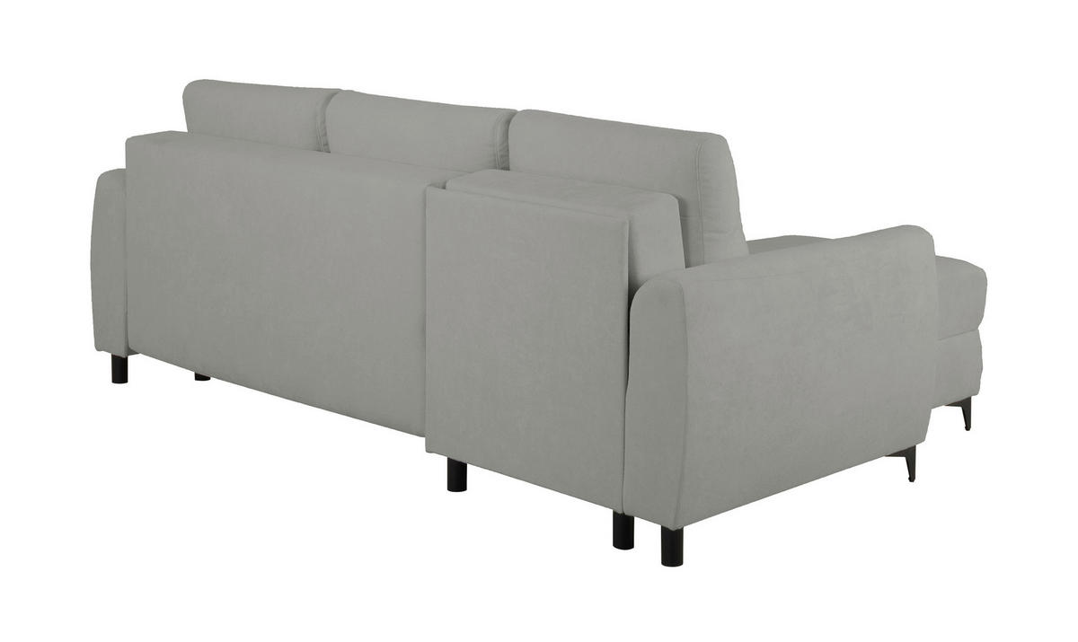 ECKSOFA Moli Grau Bouclé  - Schwarz/Grau, Design, Textil/Metall (236/148cm) - MID.YOU
