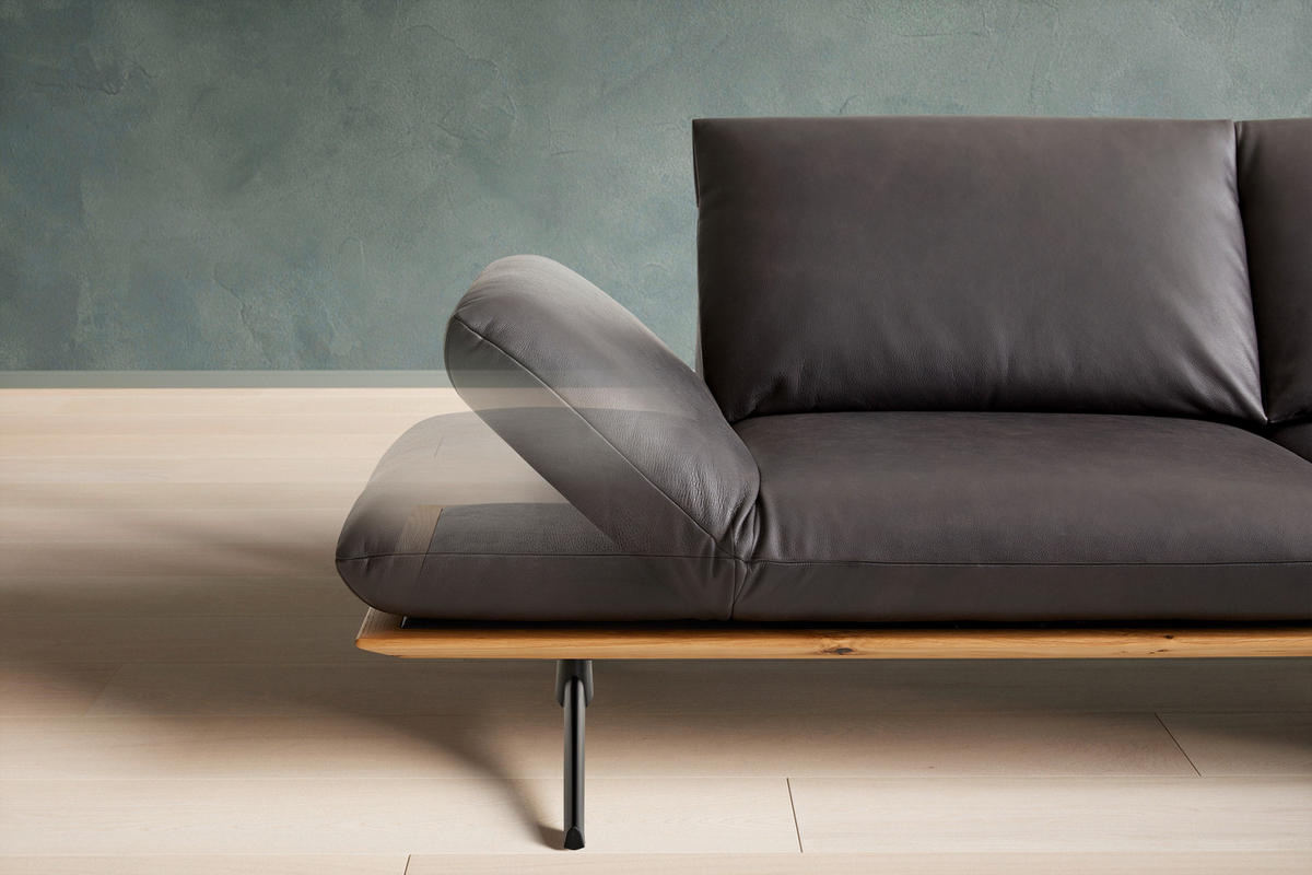 ECKSOFA Braun Echtleder  - Schwarz/Braun, Design, Leder/Holz (282/205cm) - Dieter Knoll