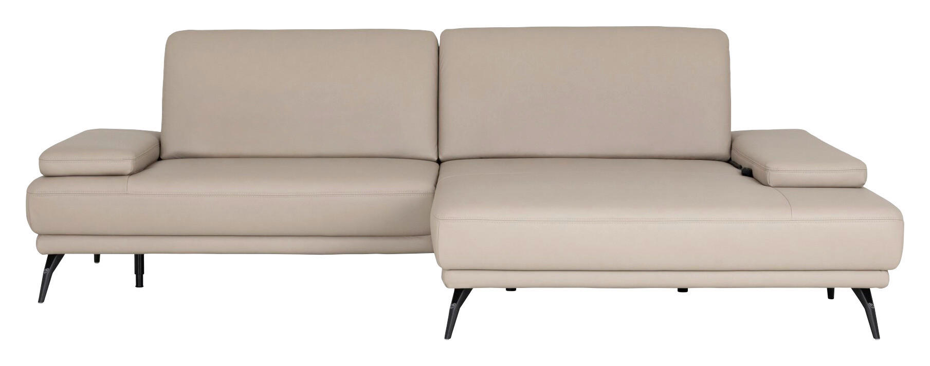 ECKSOFA JOOP! STUDIO Beige Echtleder  - Beige/Schwarz, KONVENTIONELL, Leder/Metall (301/180cm) - Joop!