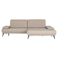ECKSOFA JOOP! STUDIO Beige Echtleder  - Beige/Schwarz, KONVENTIONELL, Leder/Metall (301/180cm) - Joop!