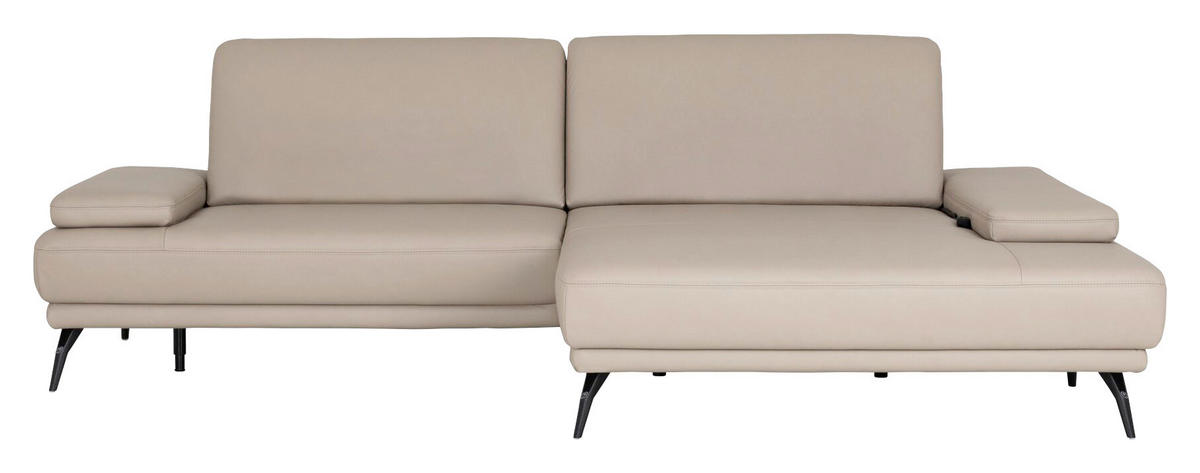 ECKSOFA JOOP! STUDIO Beige Echtleder  - Beige/Schwarz, KONVENTIONELL, Leder/Metall (301/180cm) - Joop!