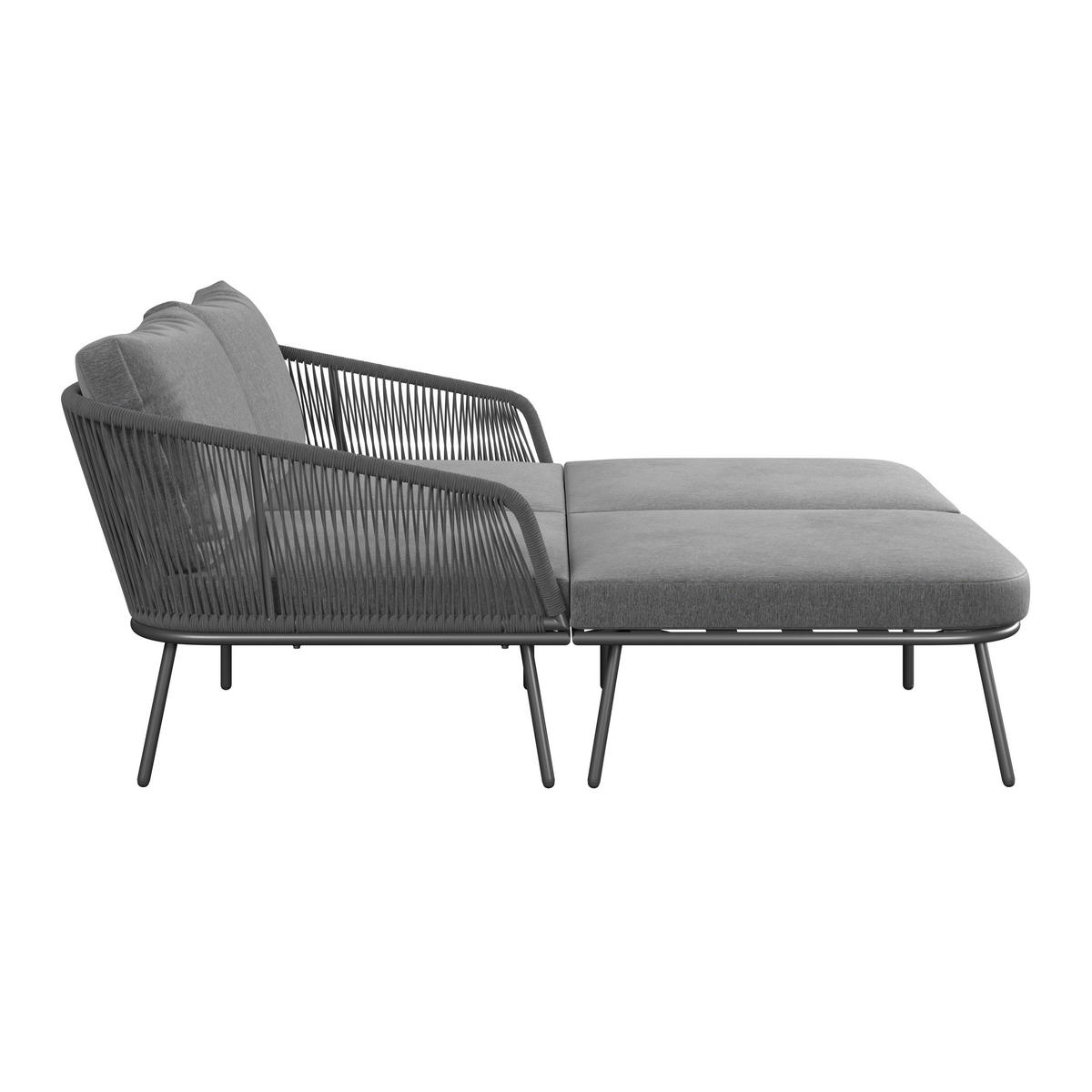 SONNENINSEL 150/75/95 cm  - Dunkelgrau/Schwarz, MODERN, Textil/Metall (150/75/95cm) - Beldano