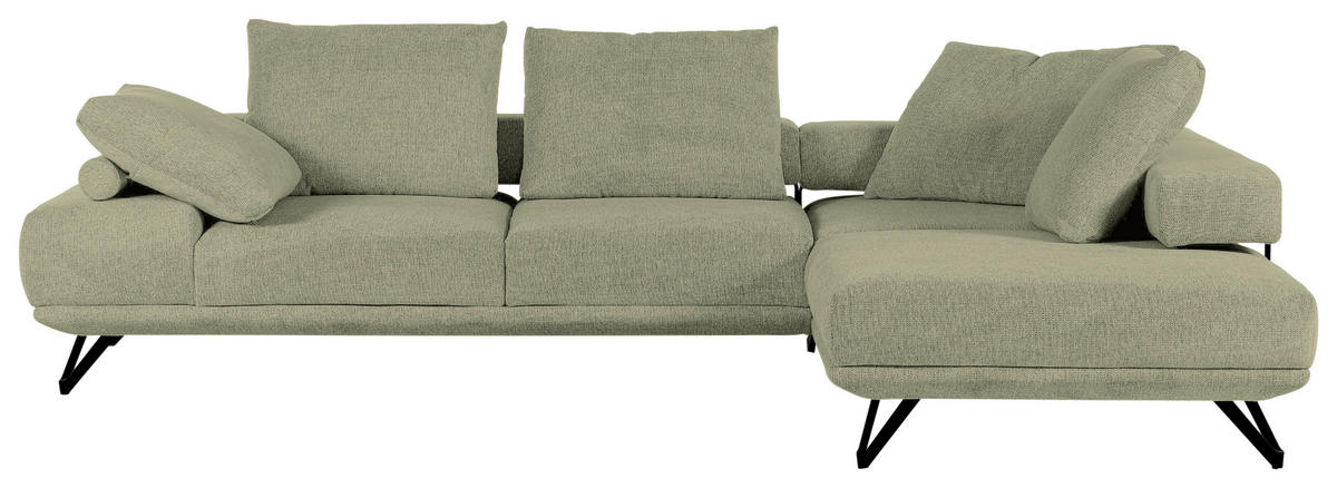 HÖRNSOFFA i flatväv grön  - grön/svart, Klassisk, metall/textil (310/240cm) - MID.YOU