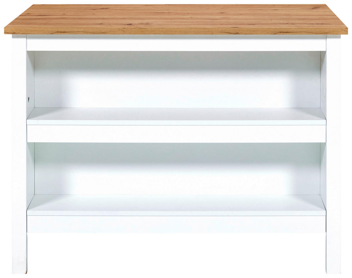 KÜCHENINSEL   in Weiß, Eiche Artisan  - Silberfarben/Weiß, MODERN, Holzwerkstoff/Metall (124/91/75cm) - home24