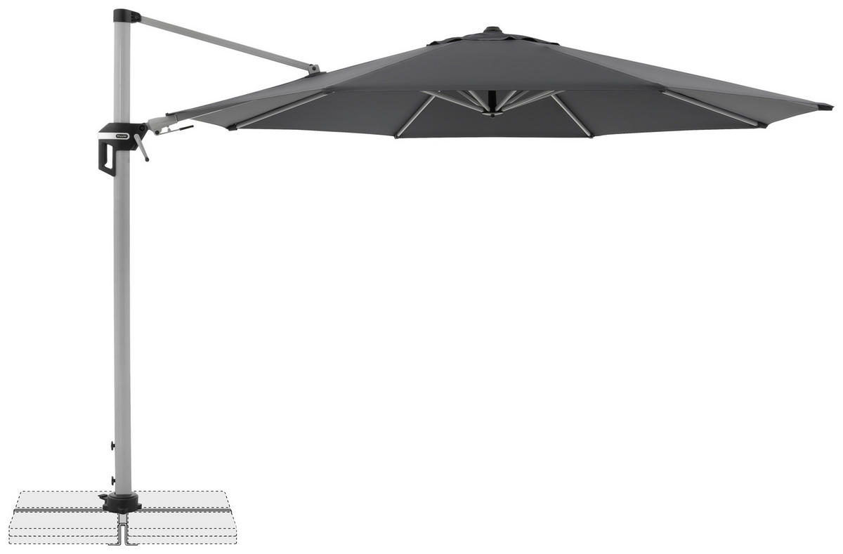 AMPELSCHIRM 370 cm Anthrazit  - Anthrazit/Silberfarben, Basics, Textil/Metall (370cm) - Doppler