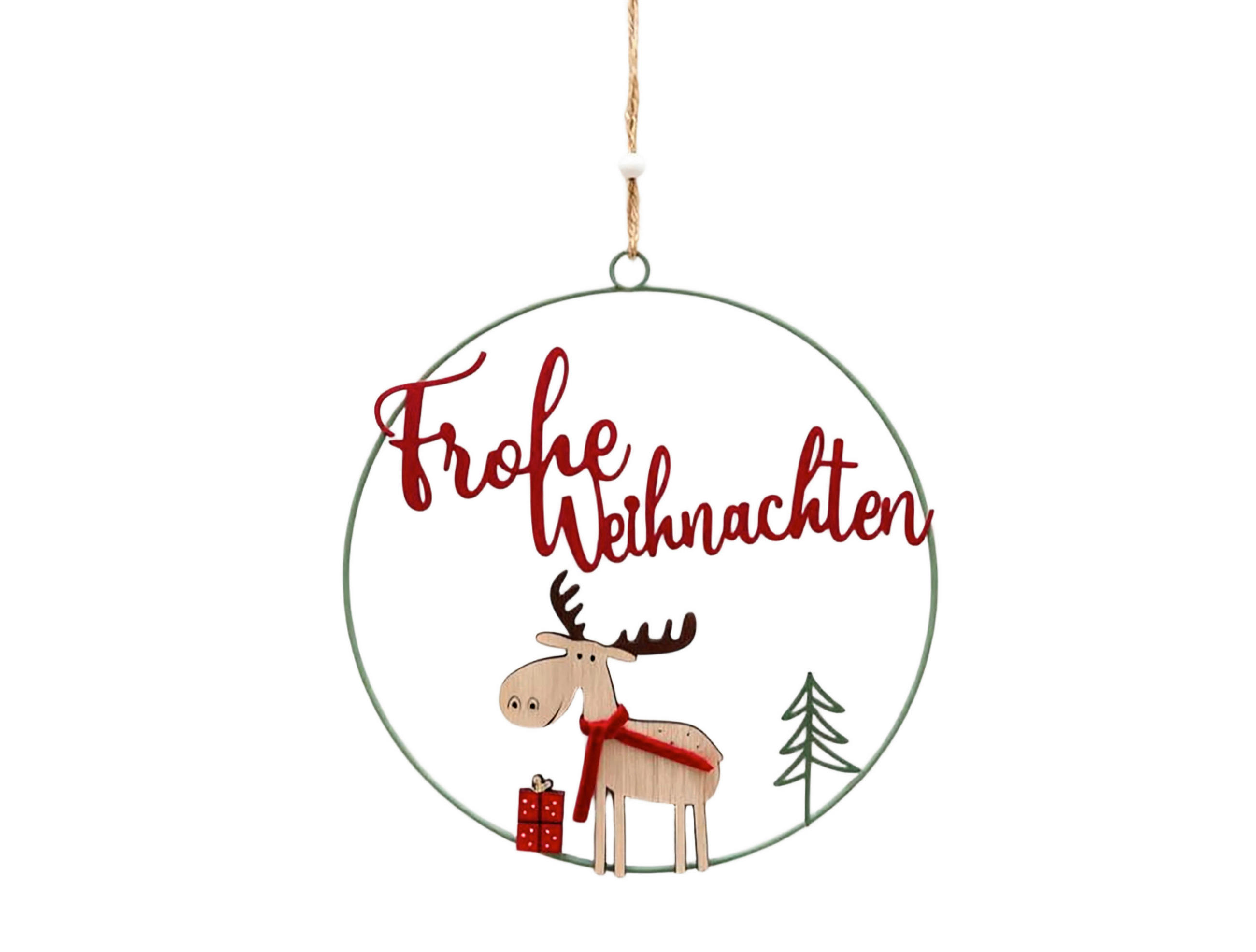 DEKOHÄNGER  - Ecru/Rot, LIFESTYLE, Holzwerkstoff/Textil (30/31cm) - X-Mas