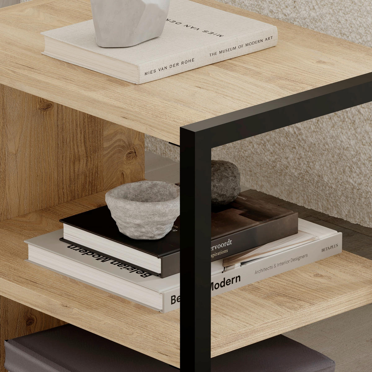 BEISTELLTISCH in Metall, Holzwerkstoff  - Eichefarben, Design, Holzwerkstoff/Metall (42/45/30cm) - Livetastic