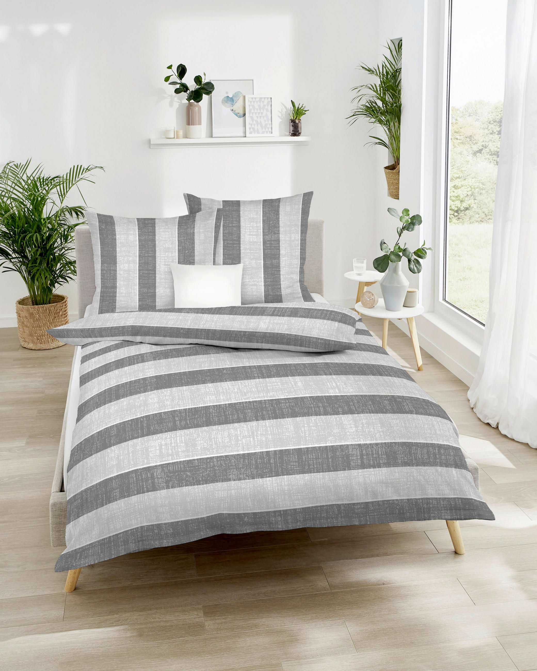 POSTELJNINA College 200/200 cm bombažni flanel siva  - siva, Konvencionalno, tekstil (200/200cm) - Kaeppel