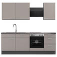 KÜCHENBLOCK 230 cm in Graphitfarben, Kaschmir - Kaschmir/Edelstahlfarben, MODERN, Holzwerkstoff/Metall (230cm) - Xora