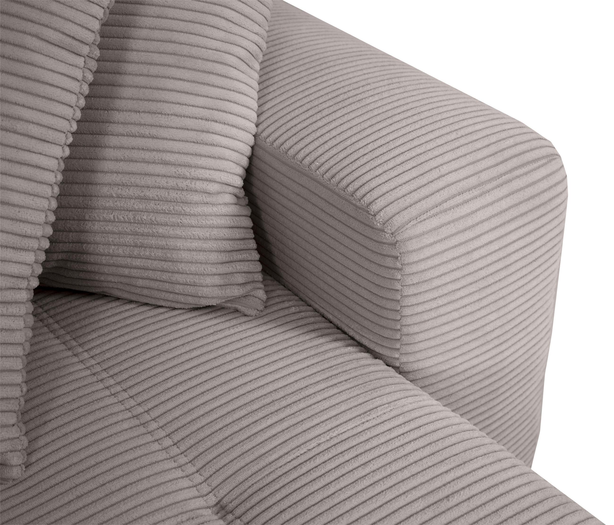 ECKSOFA in Cord Hellgrau  - Hellgrau/Schwarz, Design, Kunststoff/Textil (248/146cm) - MID.YOU