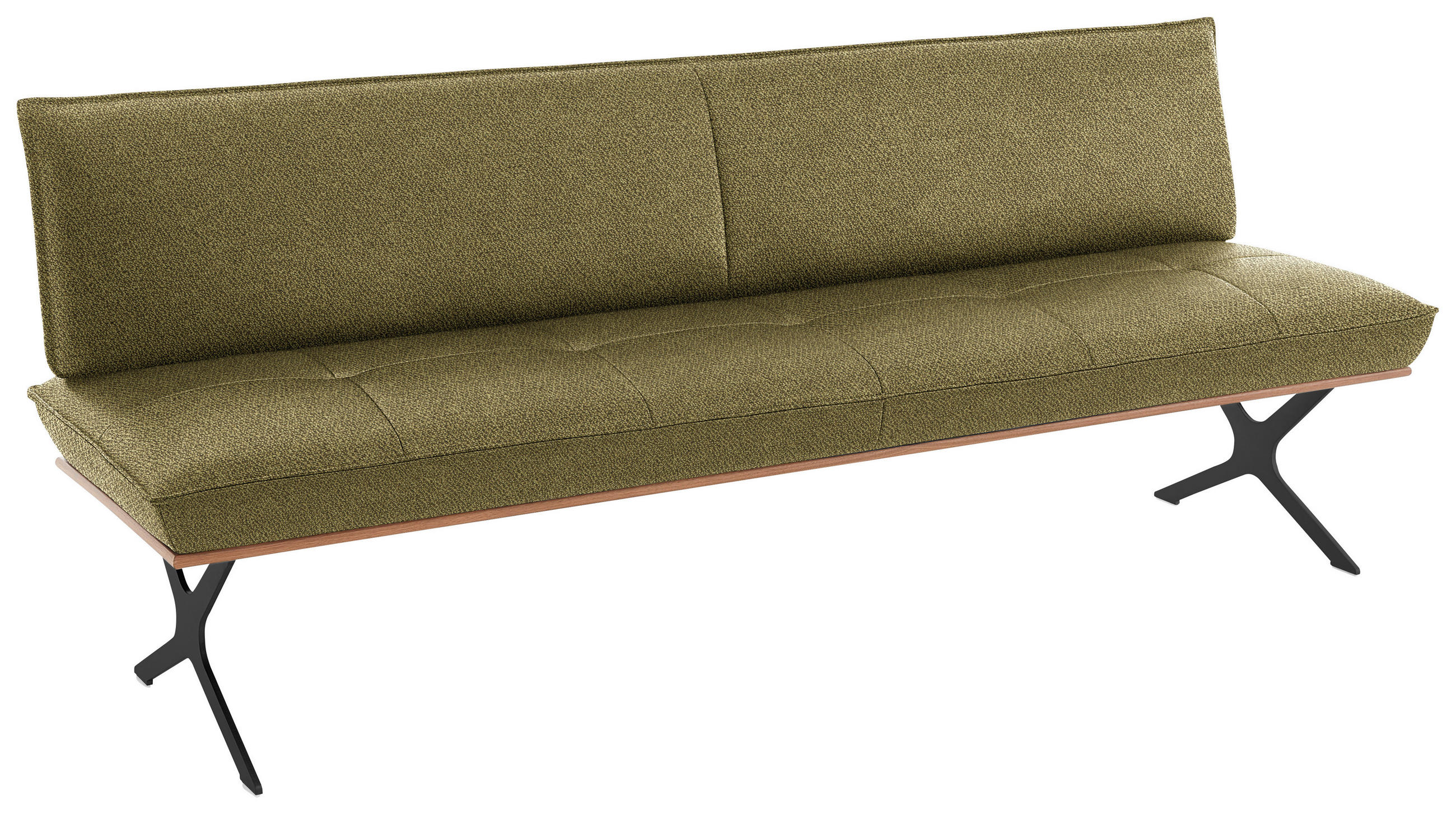 SITZBANK in Holz, Textil Grün, Schwarz, Nussbaumfarben  - Nussbaumfarben/Schwarz, Design, Holz/Textil (214/88/66cm) - Koinor