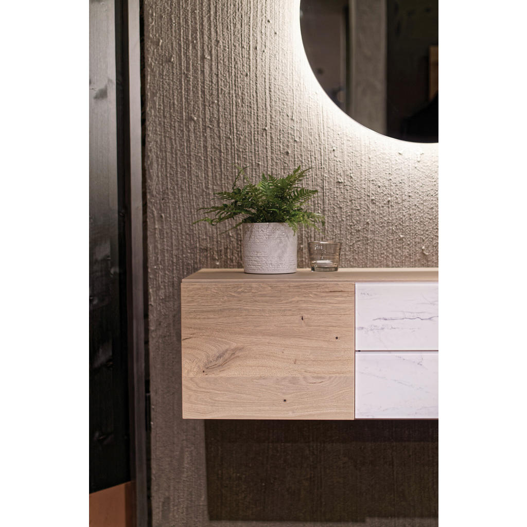 Thumbnail - Voglauer Garderobe, Weiß, Wildeiche, Holz, Glas, 3-teilig, Eiche, furniert, massiv, mehrschichtige Massivholzplatte (Tis...