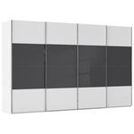 SCHWEBETÜRENSCHRANK  in Schwarz, Weiß  - Chromfarben/Schwarz, KONVENTIONELL, Glas/Holzwerkstoff (361/223/68cm) - Novel