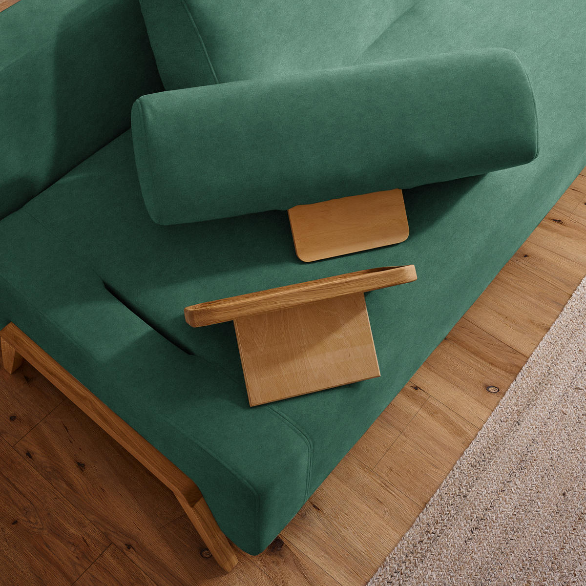 SCHLAFSOFA in Holz, Textil Türkis  - Türkis/Naturfarben, Design, Holz/Textil (211/88/102cm) - Niels Andersson