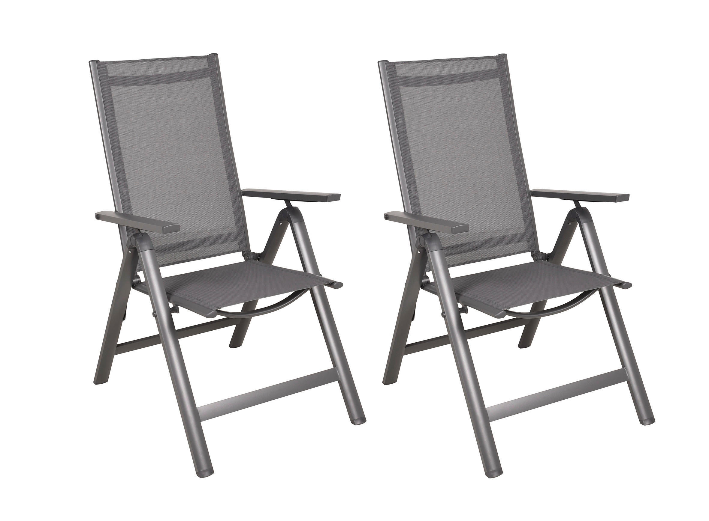 GARTENKLAPPSTUHL-SET Aluminium Anthrazit  - Anthrazit, MODERN, Kunststoff/Metall (59,5/107/73cm) - Gardenson