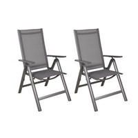 GARTENKLAPPSTUHL-SET Aluminium Anthrazit  - Anthrazit, MODERN, Kunststoff/Metall (59,5/107/73cm) - Gardenson
