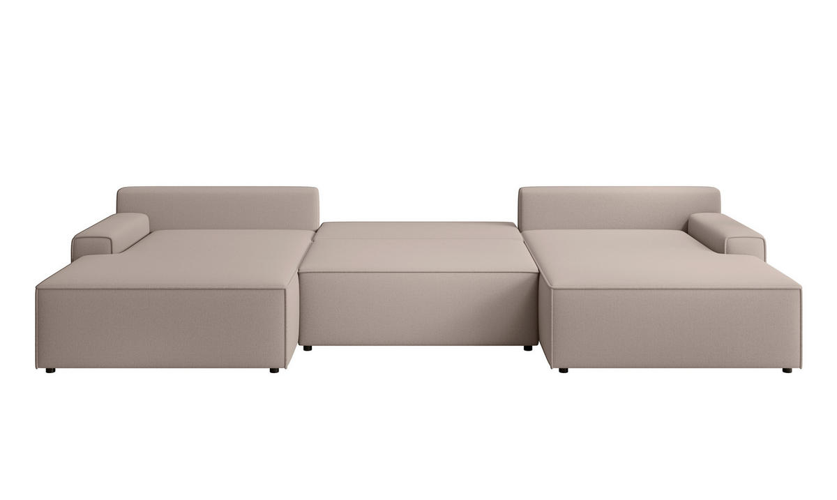 WOHNLANDSCHAFT CHALLENGE Taupe Struktur  - Taupe/Schwarz, MODERN, Kunststoff/Textil (168/333/168cm) - Trendmanufaktur