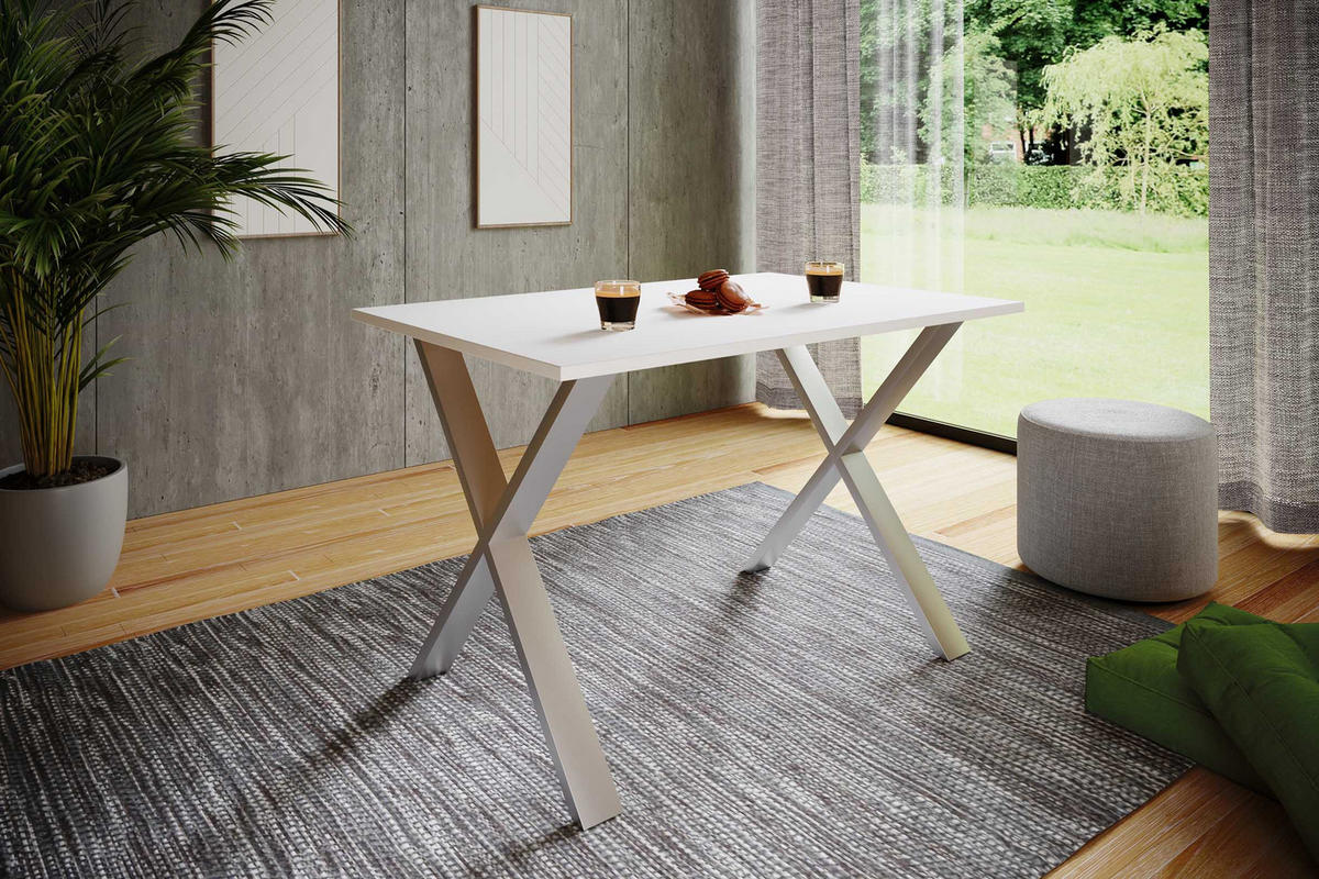 ESSTISCH in Holzwerkstoff   - Weiss/Silberfarben, Basics, Holzwerkstoff/Metall (110/50/76cm) - MID.YOU