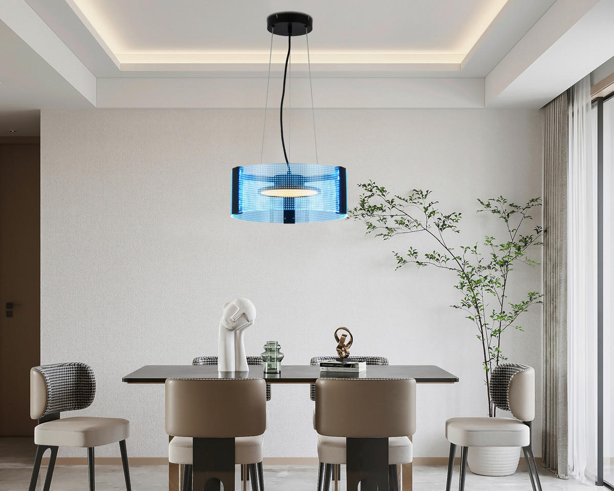 LED FÜGGŐLÁMPA 40/120 cm  - fekete/áttetsző, Design, műanyag/fém (40/120cm) - Novel