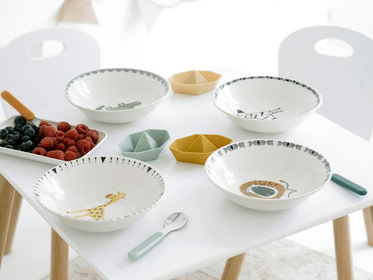 KINDERSCHÜSSEL Safari Bunt Steinzeug  - Multicolor/Grauweiß, Basics, Keramik - Creatable