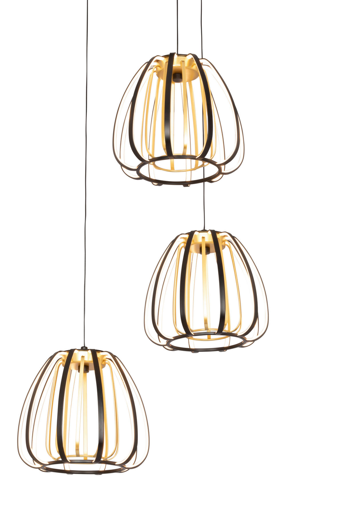 LED-HÄNGELEUCHTE Ontario 49/23/150 cm   - Goldfarben/Schwarz, Design, Kunststoff/Metall (49/23/150cm) - Novel