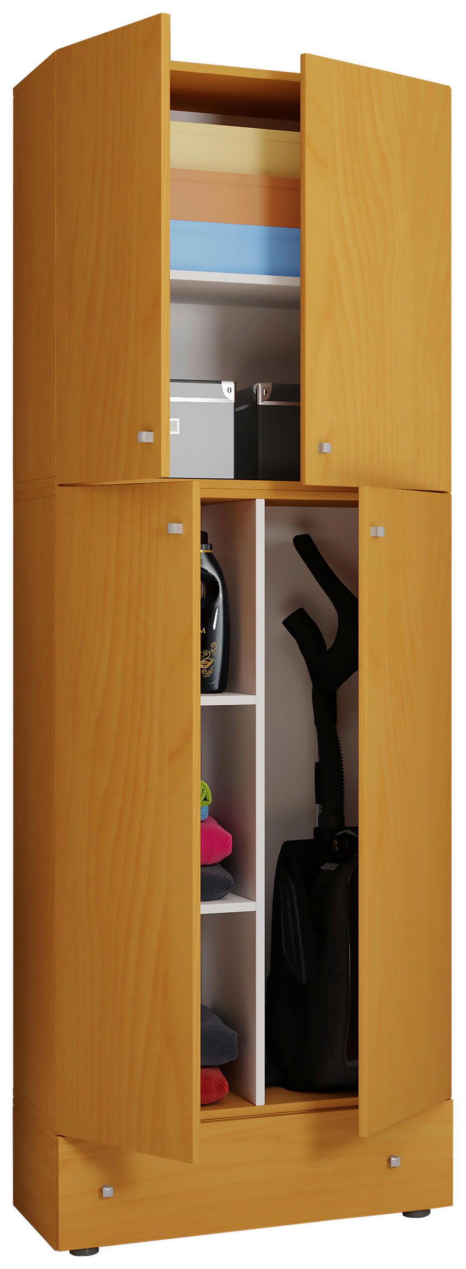 MEHRZWECKSCHRANK 70/200/39 cm - Buchefarben/Schwarz, Modern, Holzwerkstoff/Kunststoff (70/200/39cm) - MID.YOU
