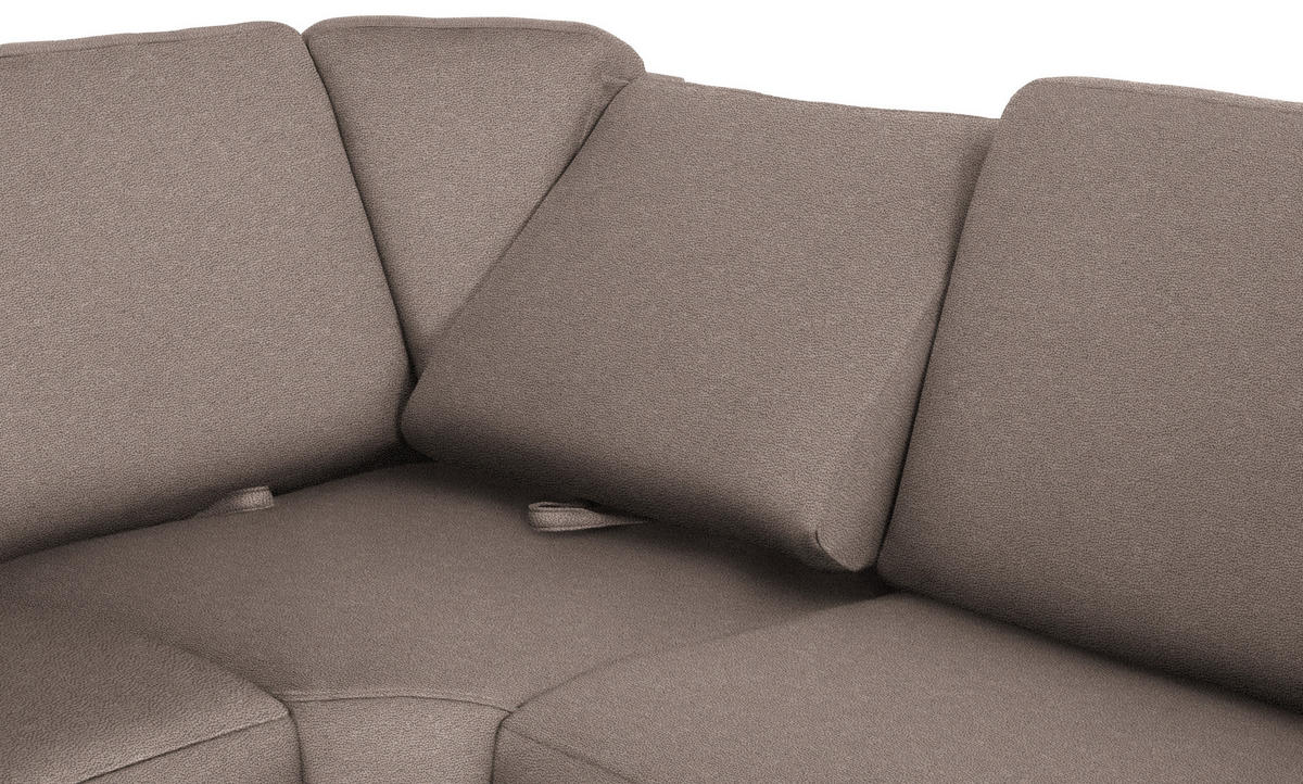WOHNLANDSCHAFT in Flachgewebe Graubraun  - Chromfarben/Graubraun, KONVENTIONELL, Textil/Metall (163/330/240cm) - Beldomo System