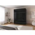 SCHWEBETÜRENSCHRANK 162/223/68 cm 2-türig Schwarz  - Chromfarben/Schwarz, KONVENTIONELL, Glas/Holzwerkstoff (162/223/68cm) - Novel