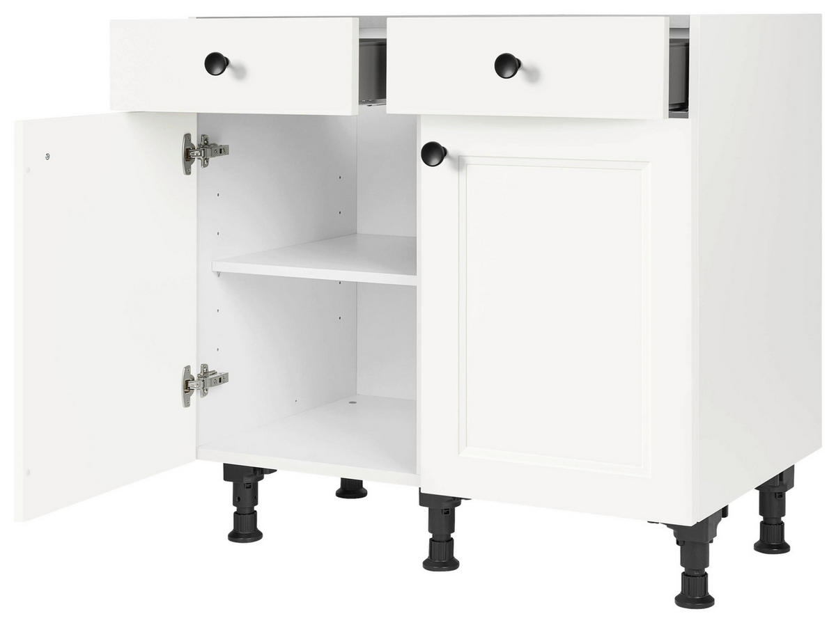 SCHUBKASTENUNTERSCHRANK 90/87/56 cm  in Weiß  - Schwarz/Weiß, MODERN, Holzwerkstoff/Metall (90/87/56cm) - Nobilia