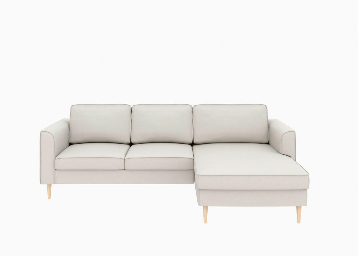 ECKSOFA in Struktur Sandfarben  232/161 cm  - Sandfarben/Buchefarben, MODERN, Holz/Textil (232/161cm) - Trendmanufaktur