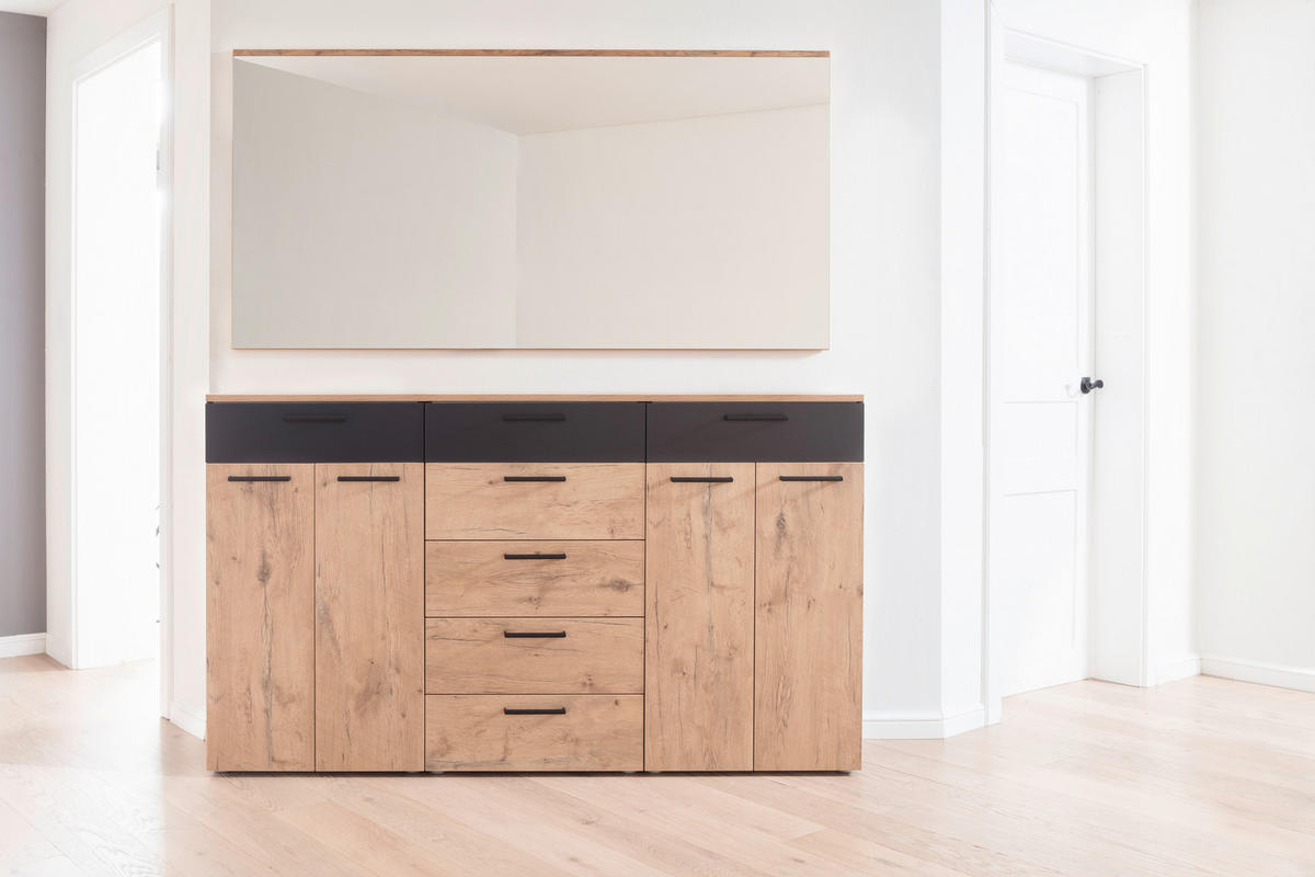 GARDEROBE 2-teilig  in 180/195/38 cm  - Eichefarben/Anthrazit, KONVENTIONELL, Holzwerkstoff (180/195/38cm) - Moderano