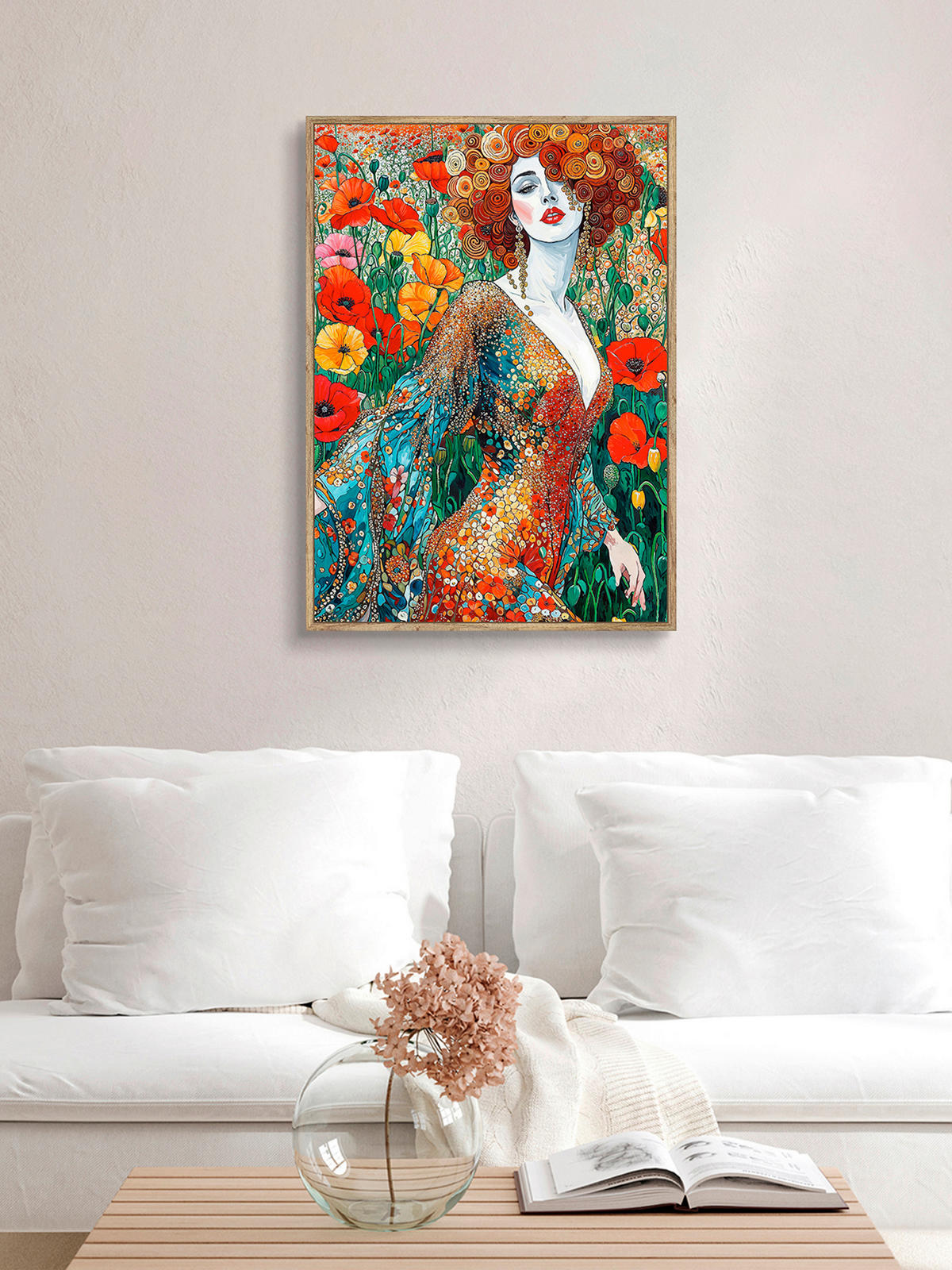 OBRAZ NA SKLE, květiny, ženy, 50/70 cm  - barvy dubu/vícebarevná, Lifestyle, kompozitní dřevo/sklo (50/70cm) - Monee