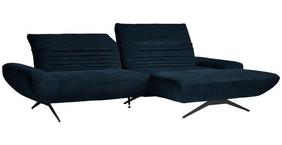ECKSOFA  in Teddystoff Dunkelblau  280/170-195 cm  - Schwarz/Dunkelblau, Design, Textil/Metall (280/170-195cm) - Dieter Knoll